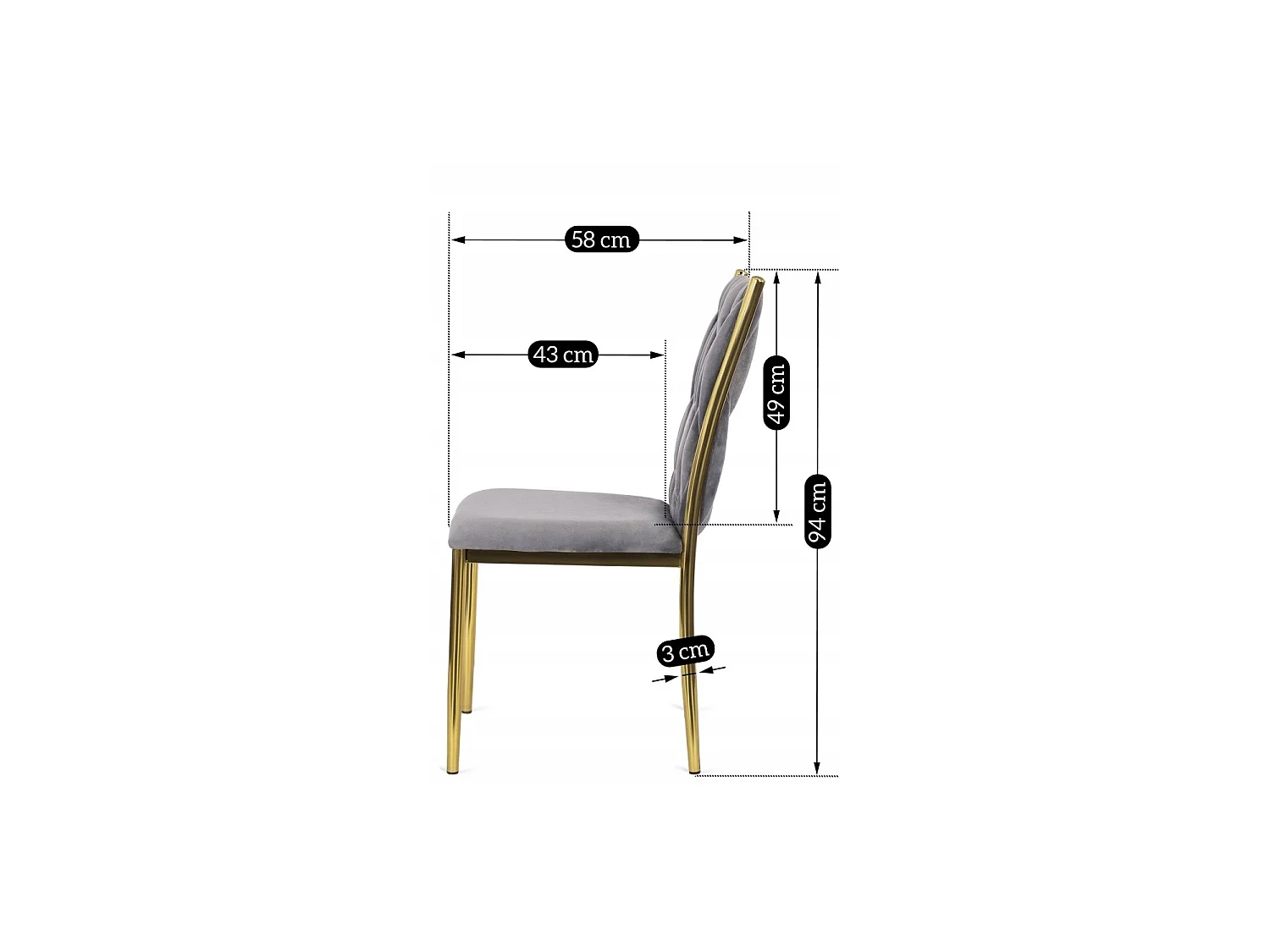 DAN Dining Chair Grey Velour