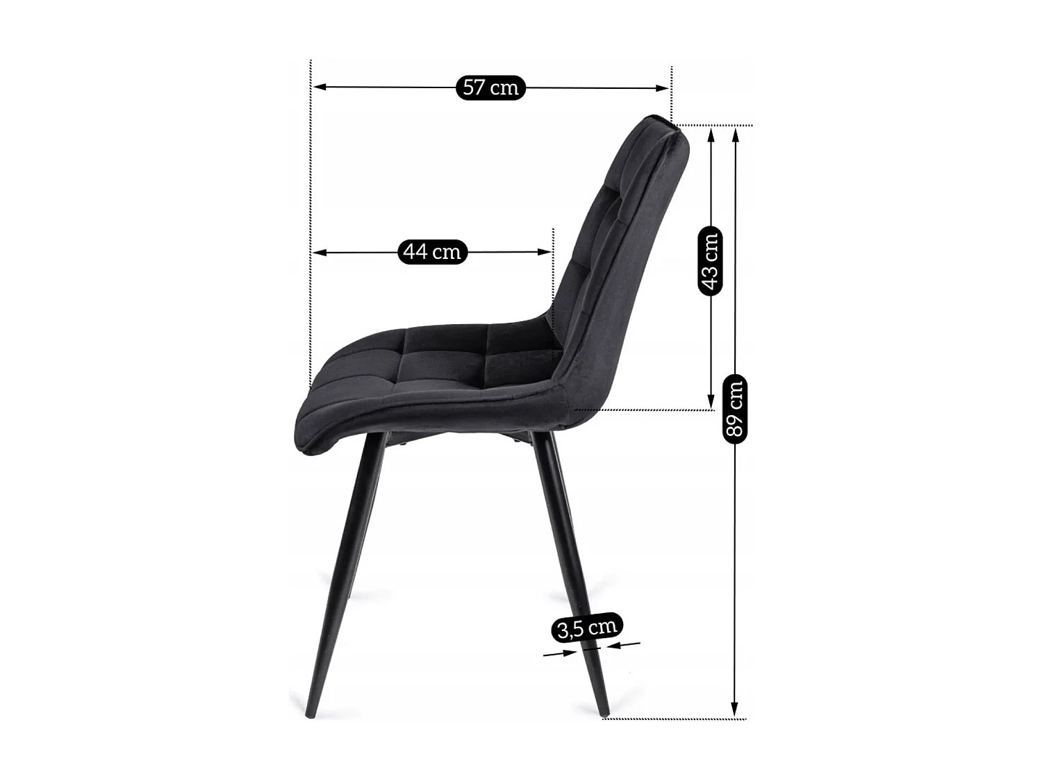 Chaise RIO Noire en Velours