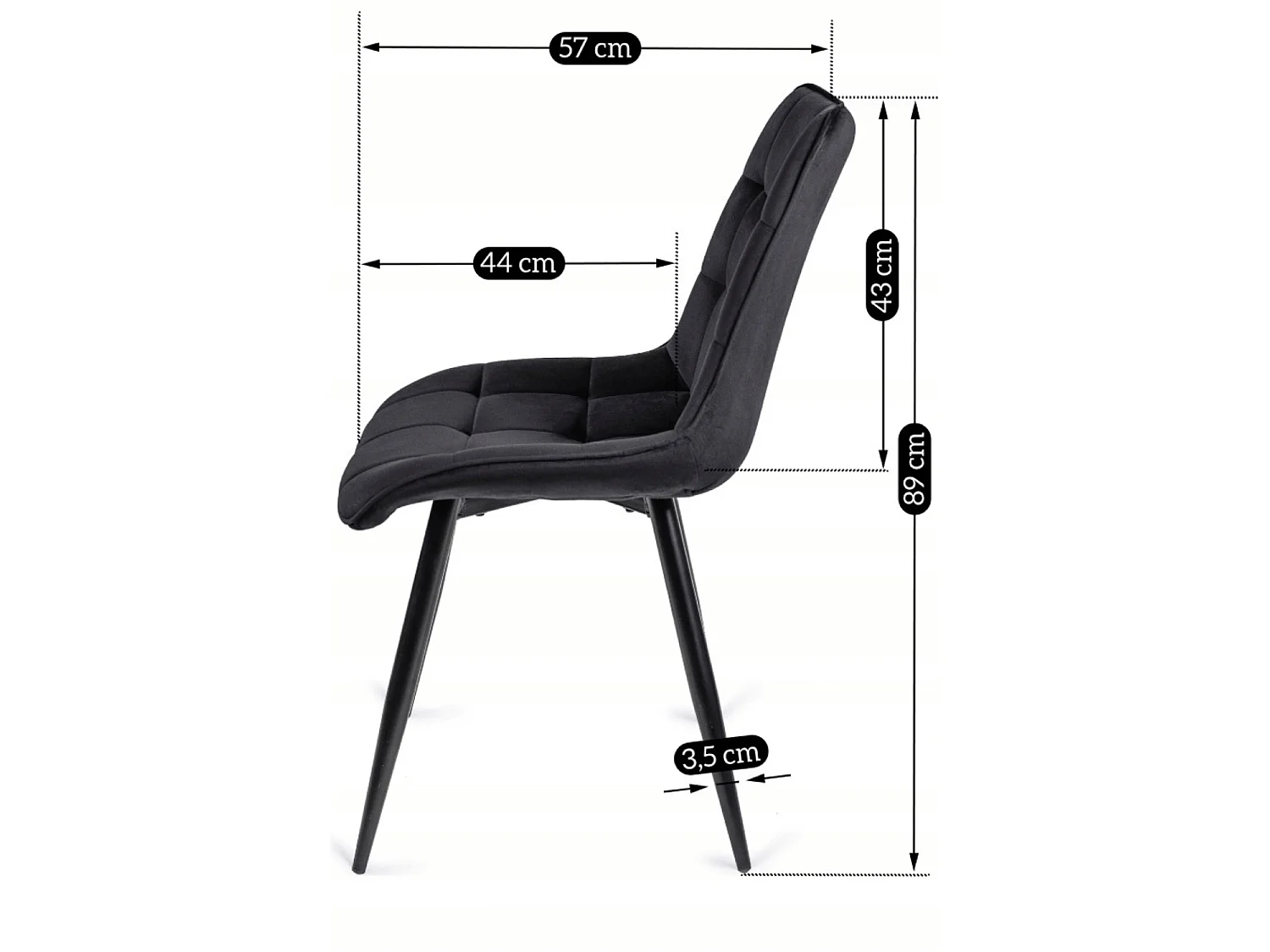 RIO Dining Chair Black Velour