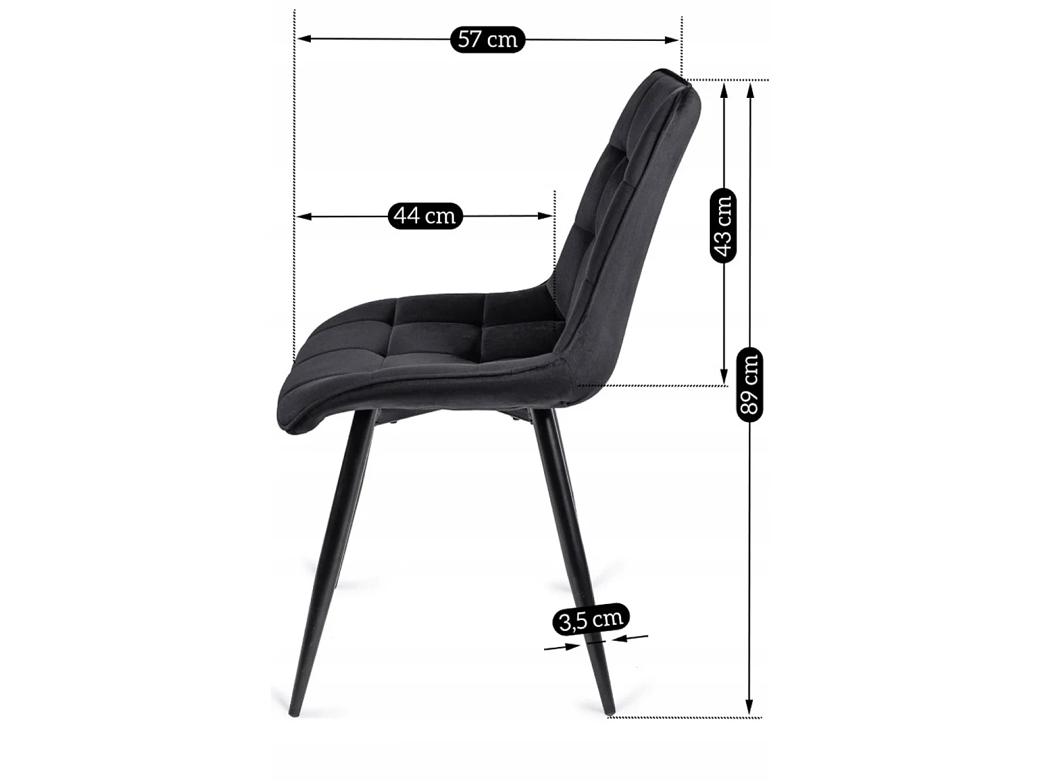 RIO Dining Chair Black Velour