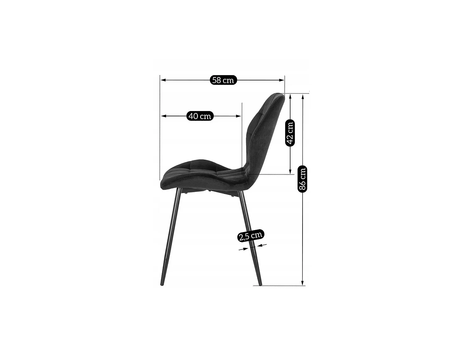 Dining Chair LUCKY Black Velour