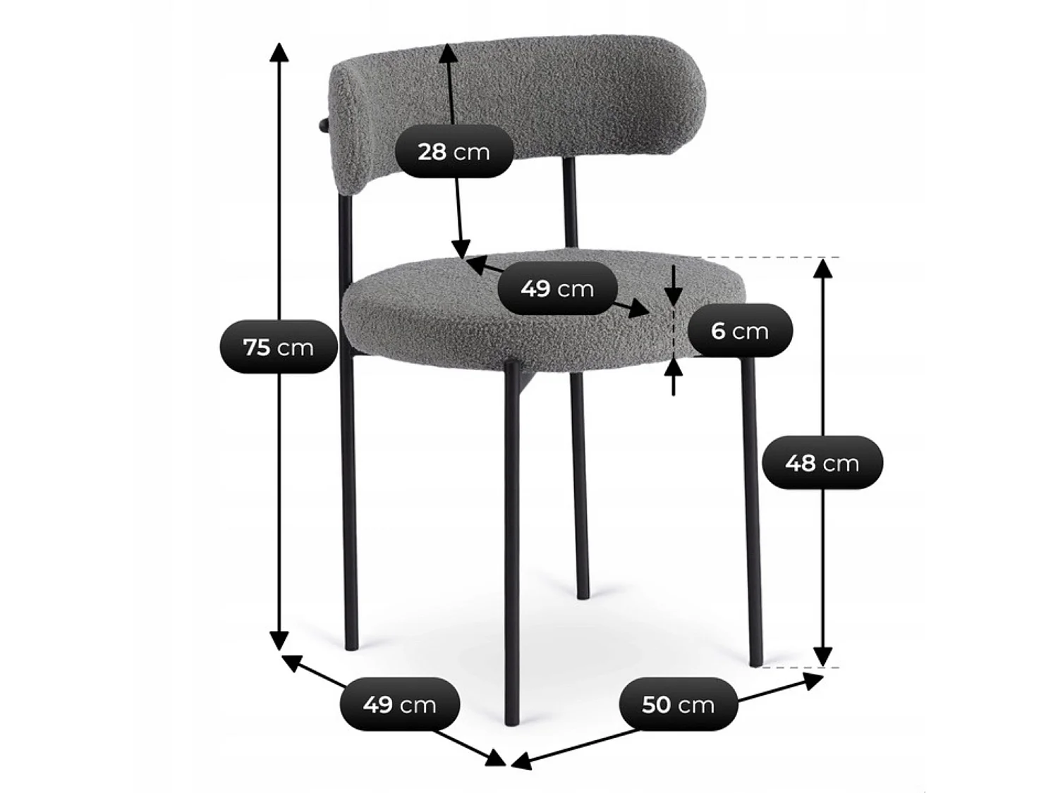 Chaise TULSA Grise Boucle