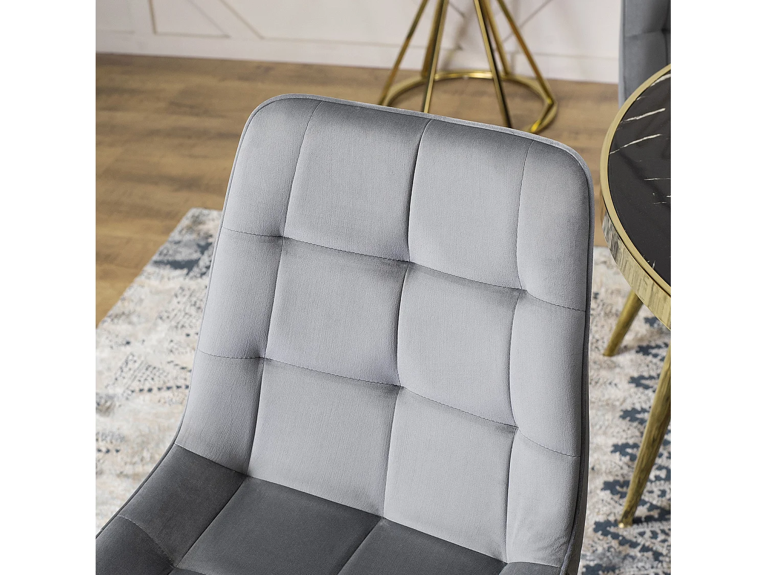 Chaise CARO Grise en Velours