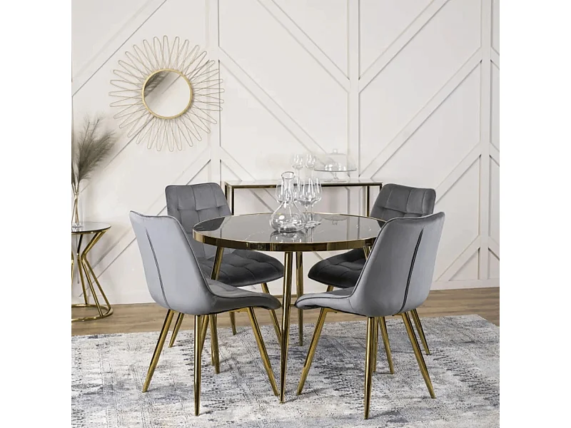 Chaise CARO Grise en Velours