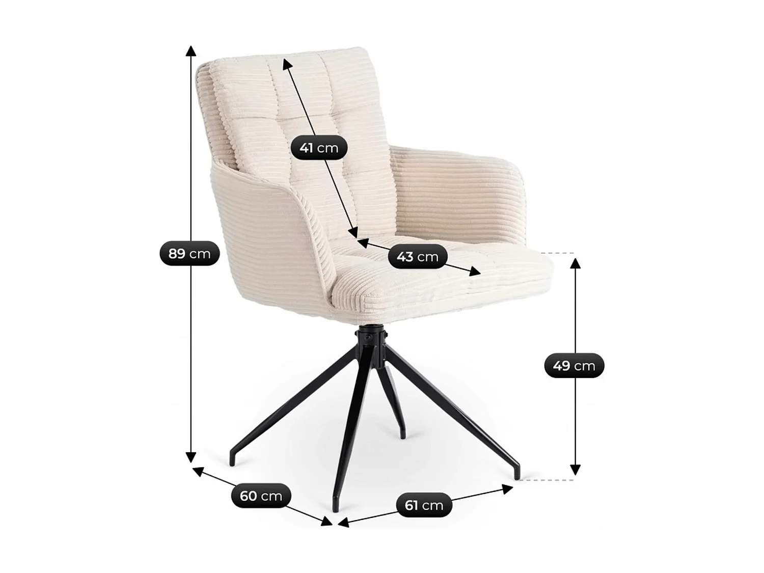 Chaise pivotante AKITA Crème