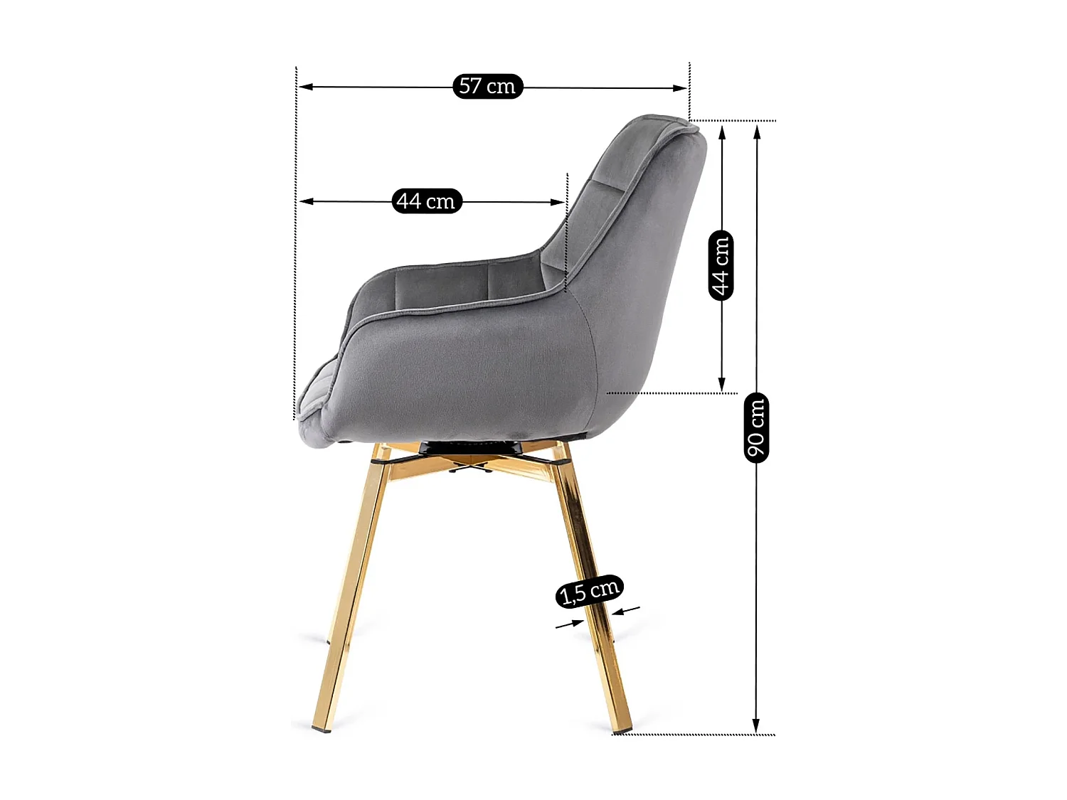 Chaise Pivotante MIA Grise en Velours