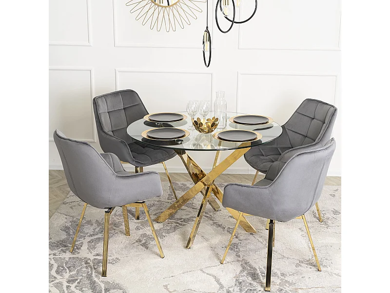 Chaise Pivotante MIA Grise en Velours