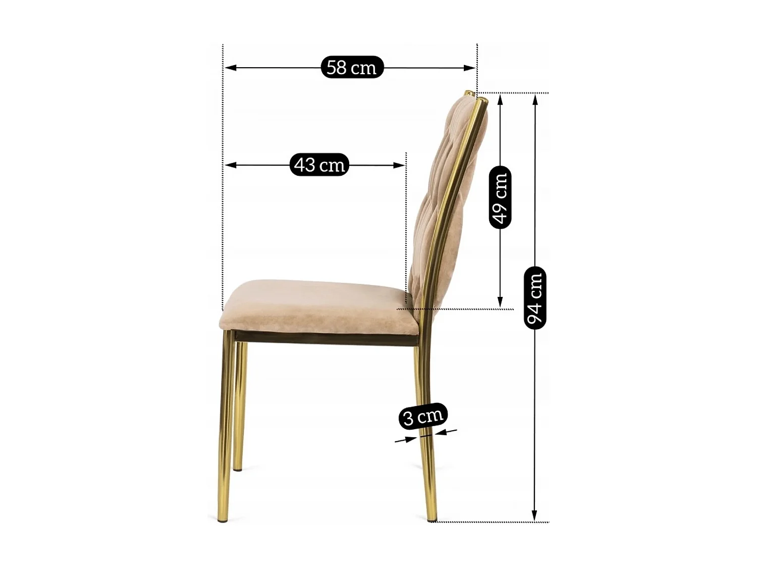 Chaise DAN Beige en Velours