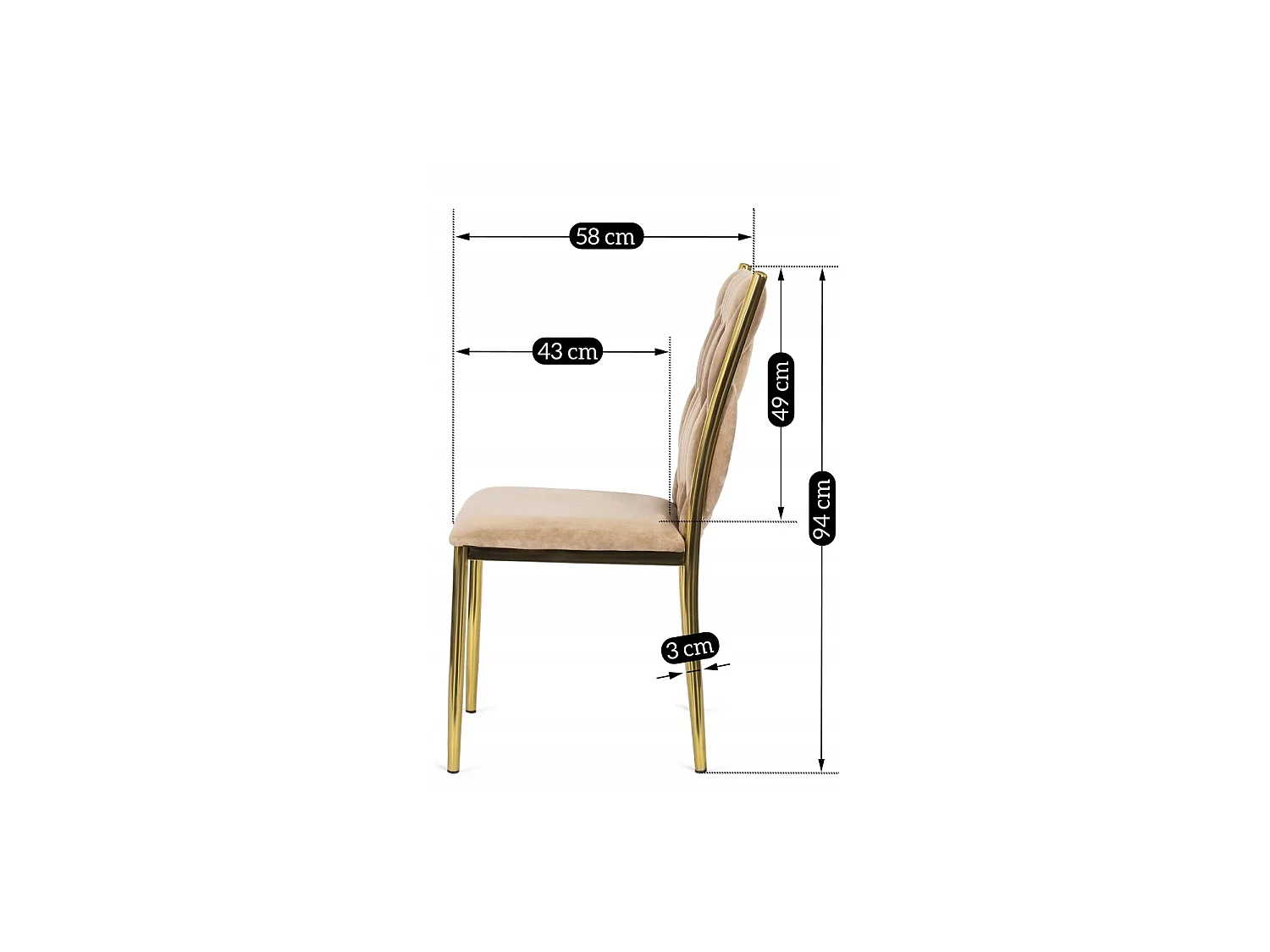 DAN Dining Chair Beige Velour