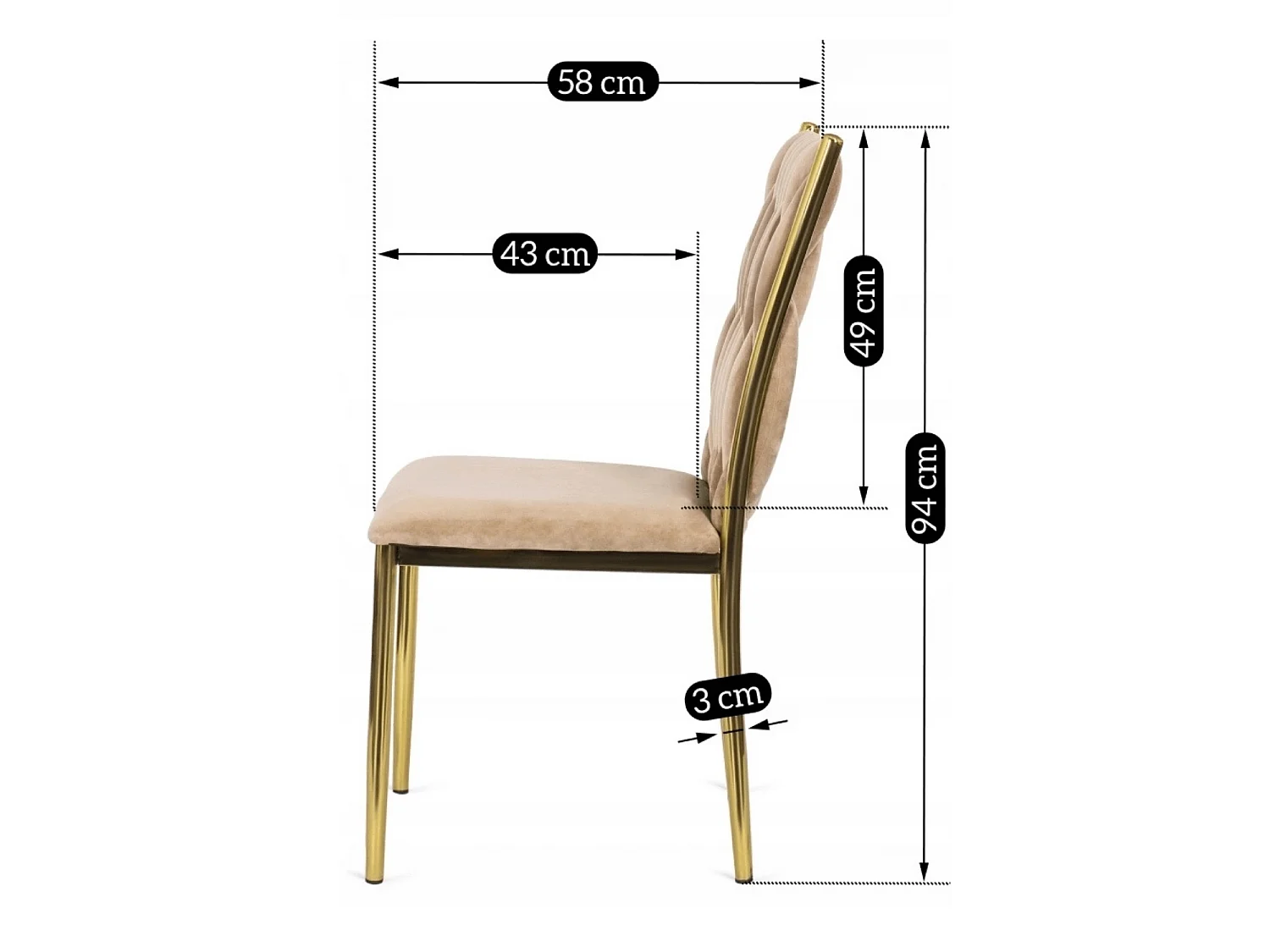 DAN Dining Chair Beige Velour