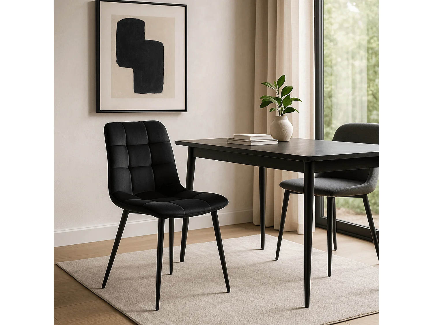 Chaise PERU Noire en Velours