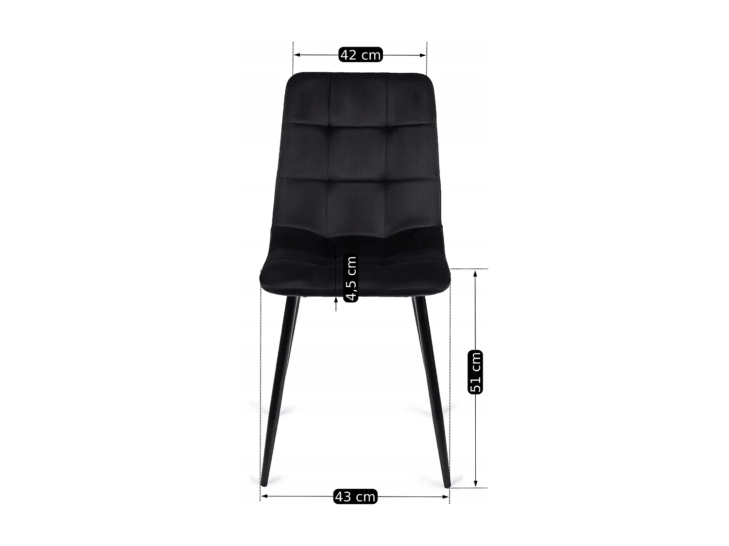 Chaise PERU Noire en Velours