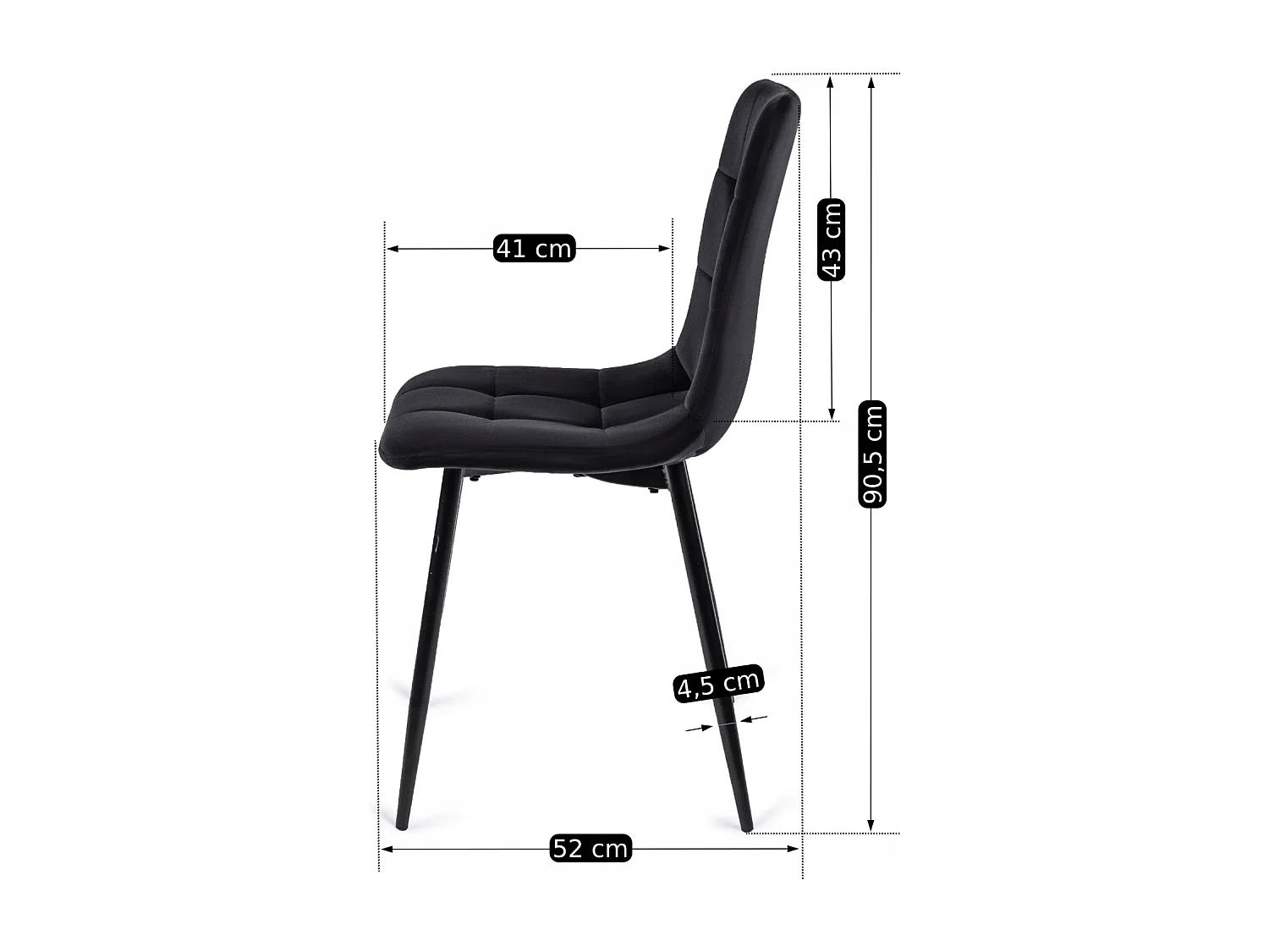 Chaise PERU Noire en Velours