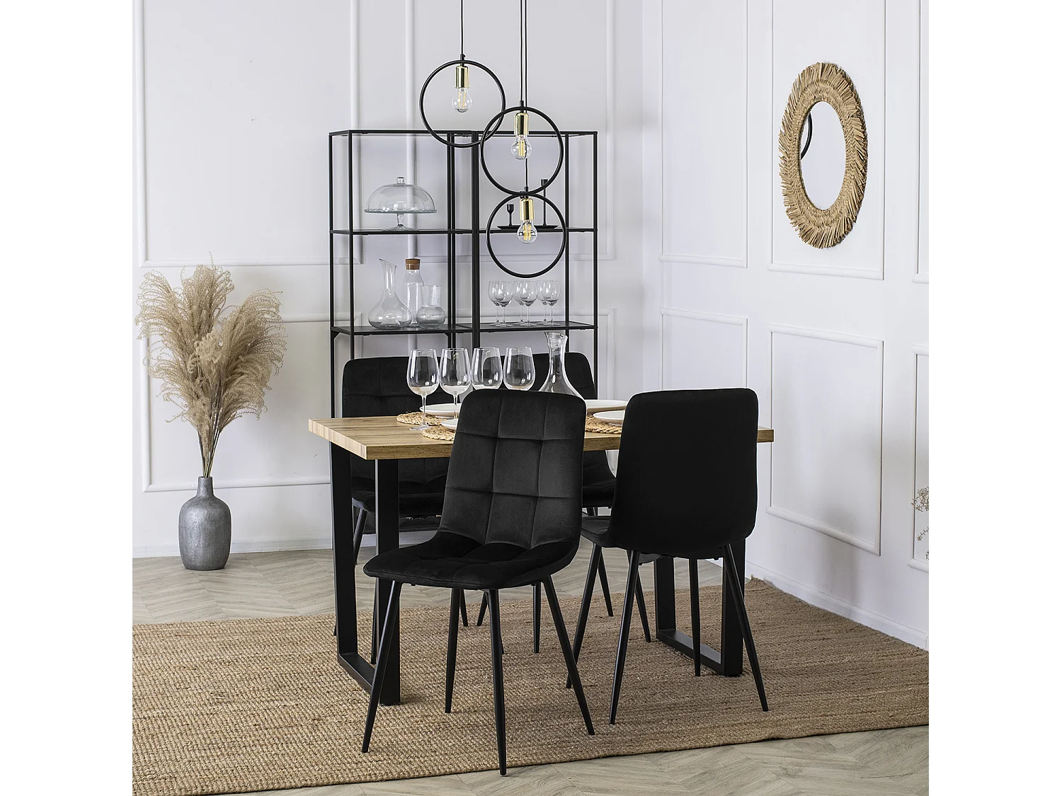 PERU Dining Chair (lux 01) Black Velour