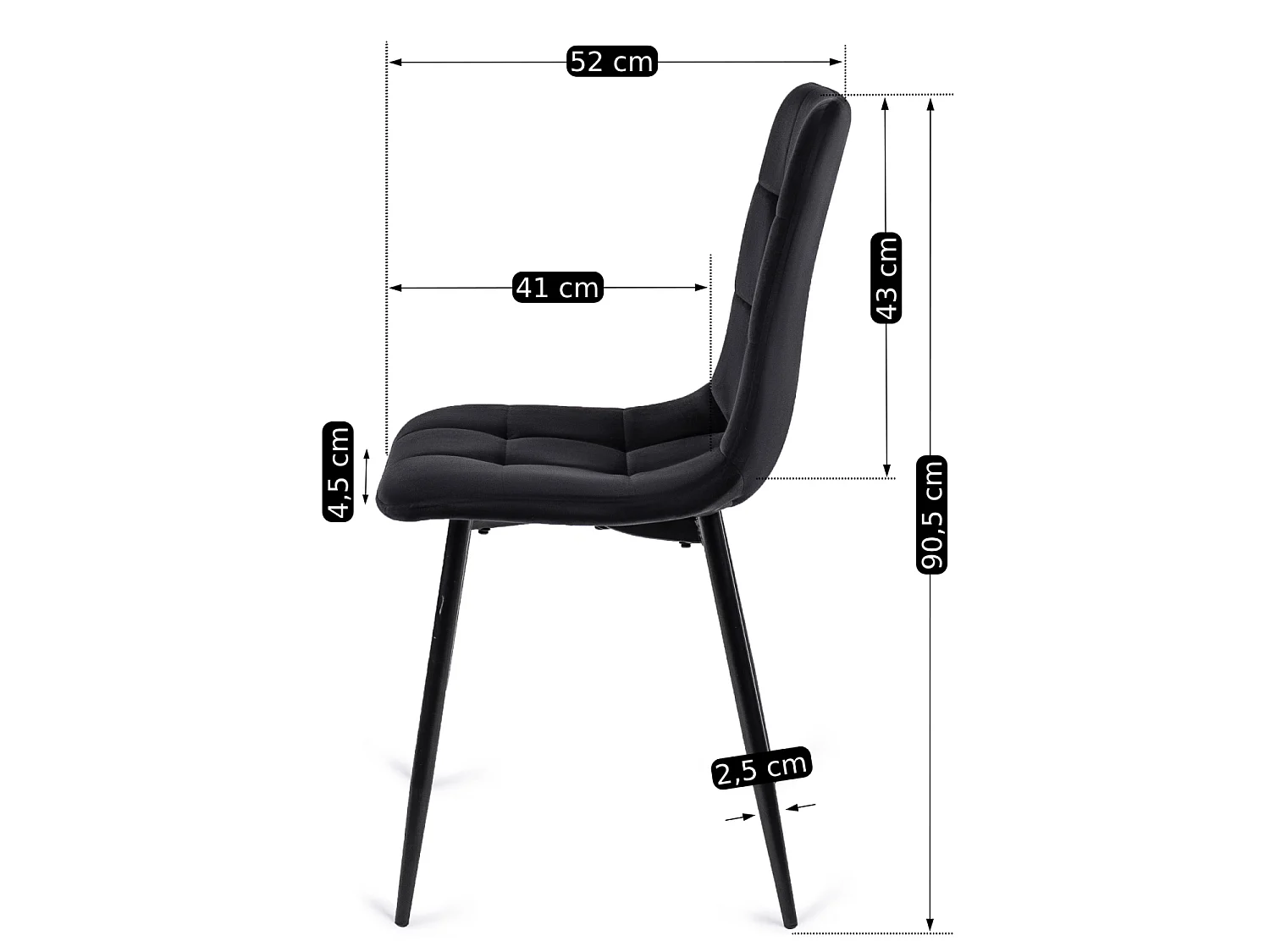 PERU Dining Chair (lux 01) Black Velour