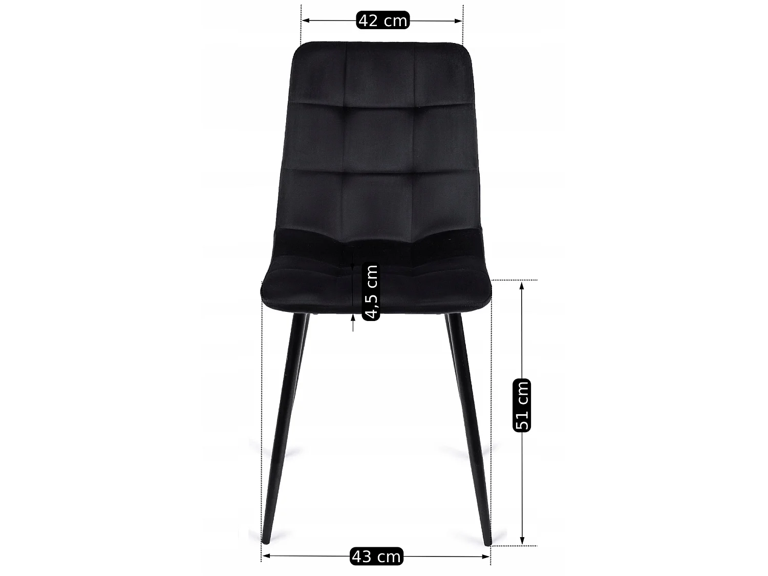 PERU Dining Chair (lux 01) Black Velour