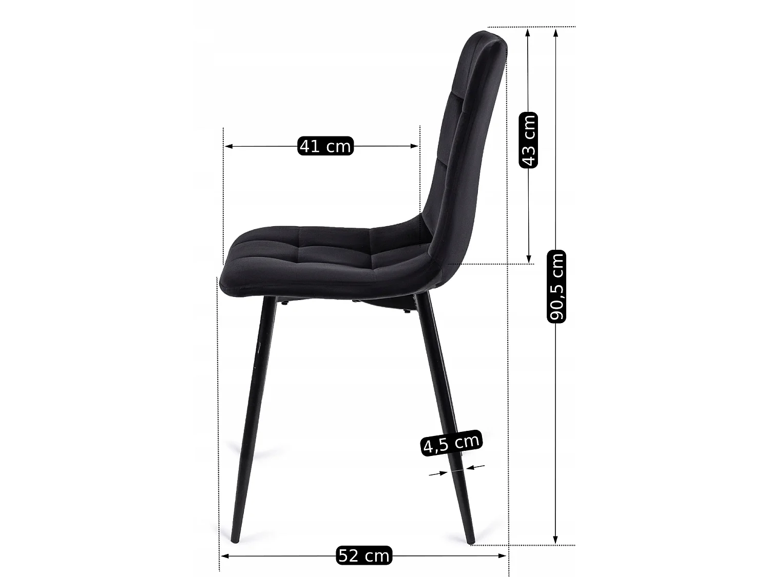 PERU Dining Chair (lux 01) Black Velour