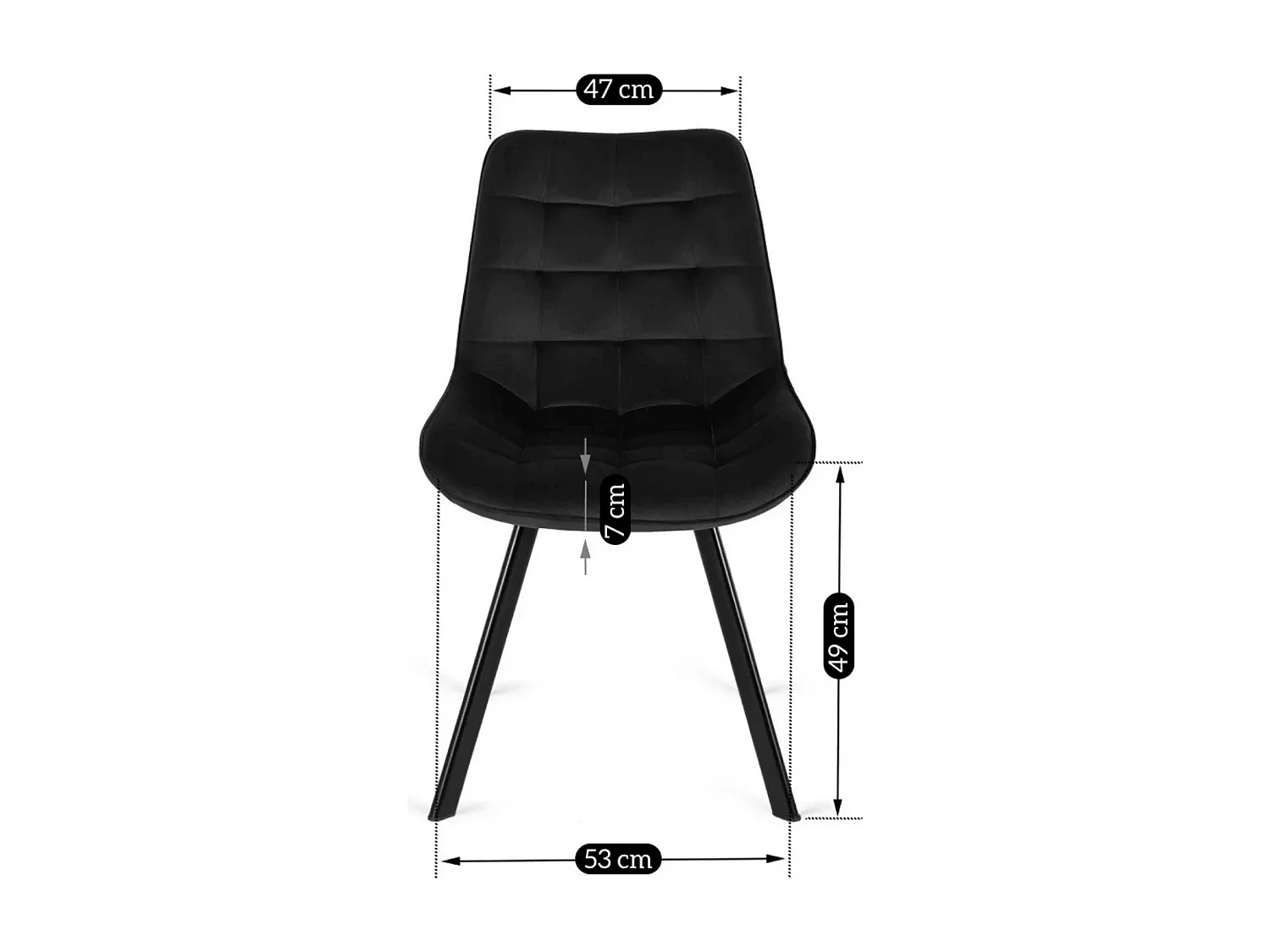 Chaise RICK Velours Noir