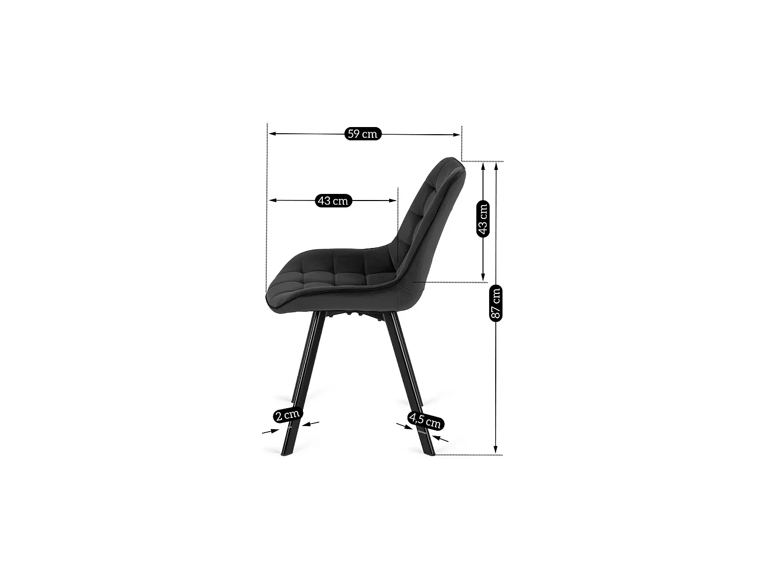 Spisestol RICK (lux 02) Sort Velour