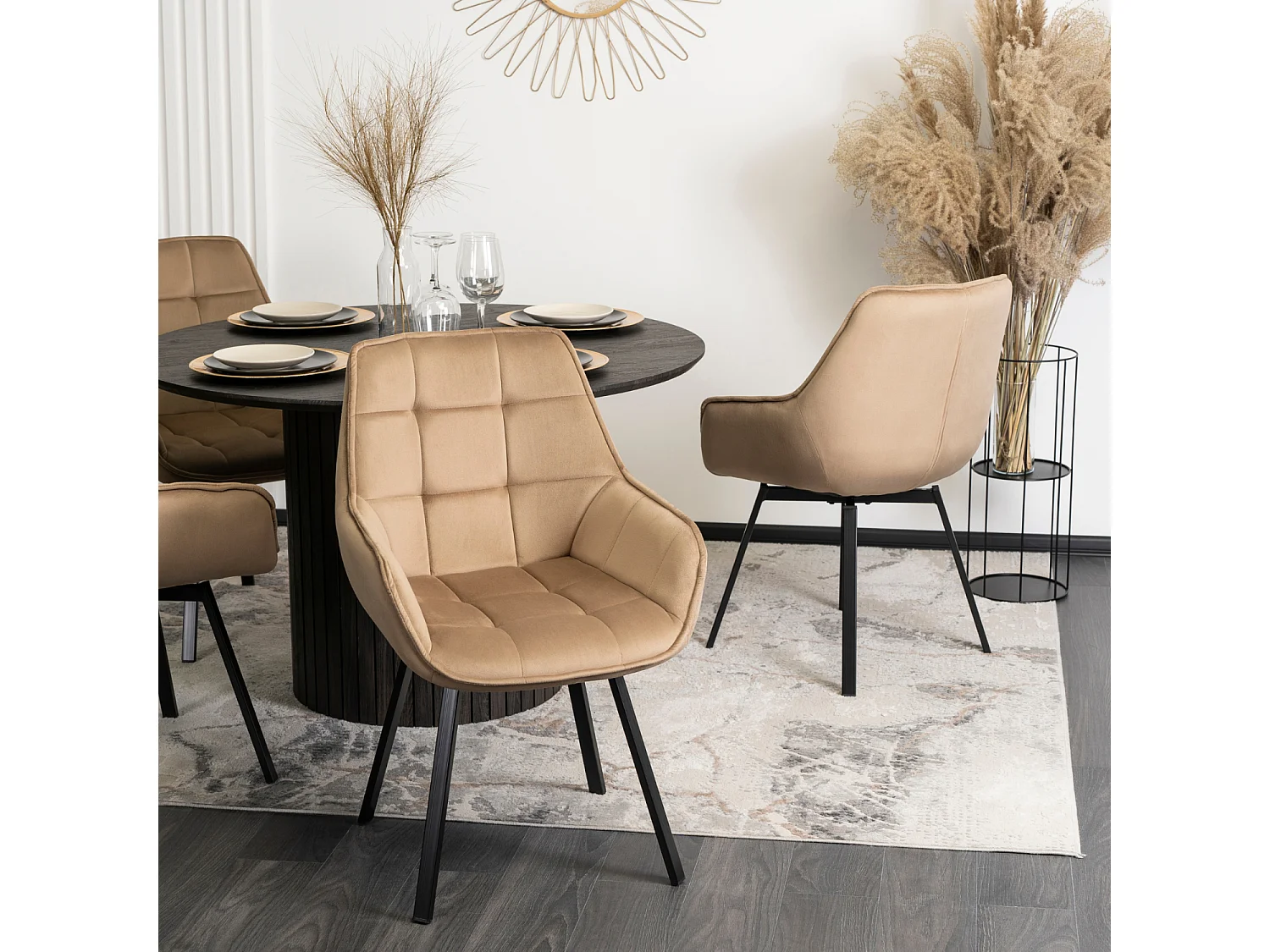 Swivel Dining Chair LUNA (lux 03) Beige Velour