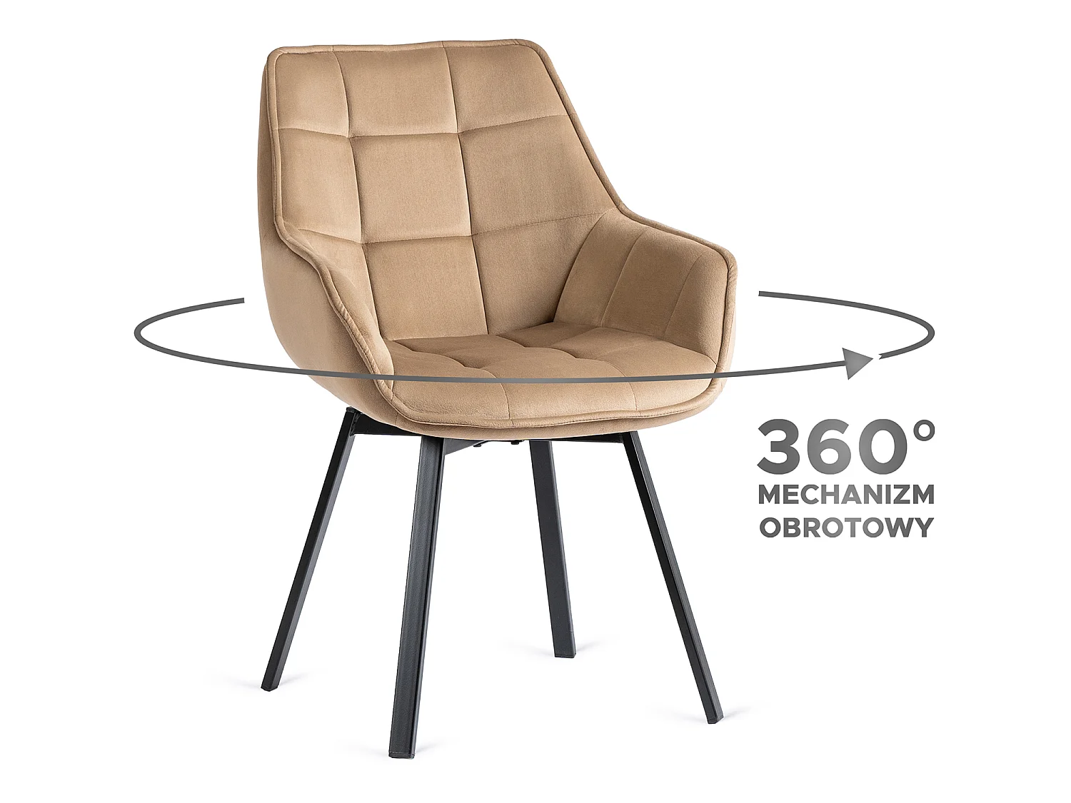 Swivel Dining Chair LUNA (lux 03) Beige Velour