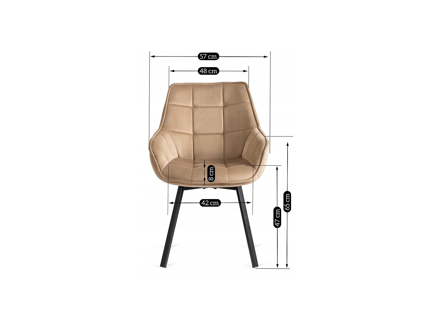 Swivel Dining Chair LUNA (lux 03) Beige Velour