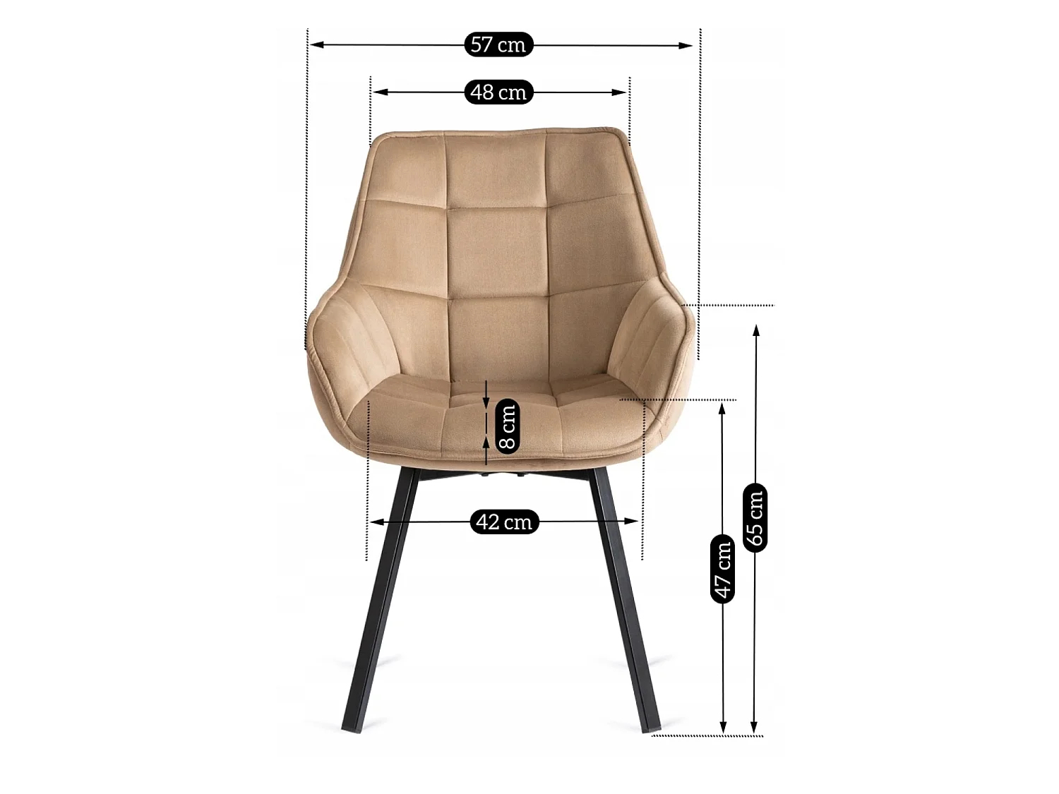 Swivel Dining Chair LUNA (lux 03) Beige Velour