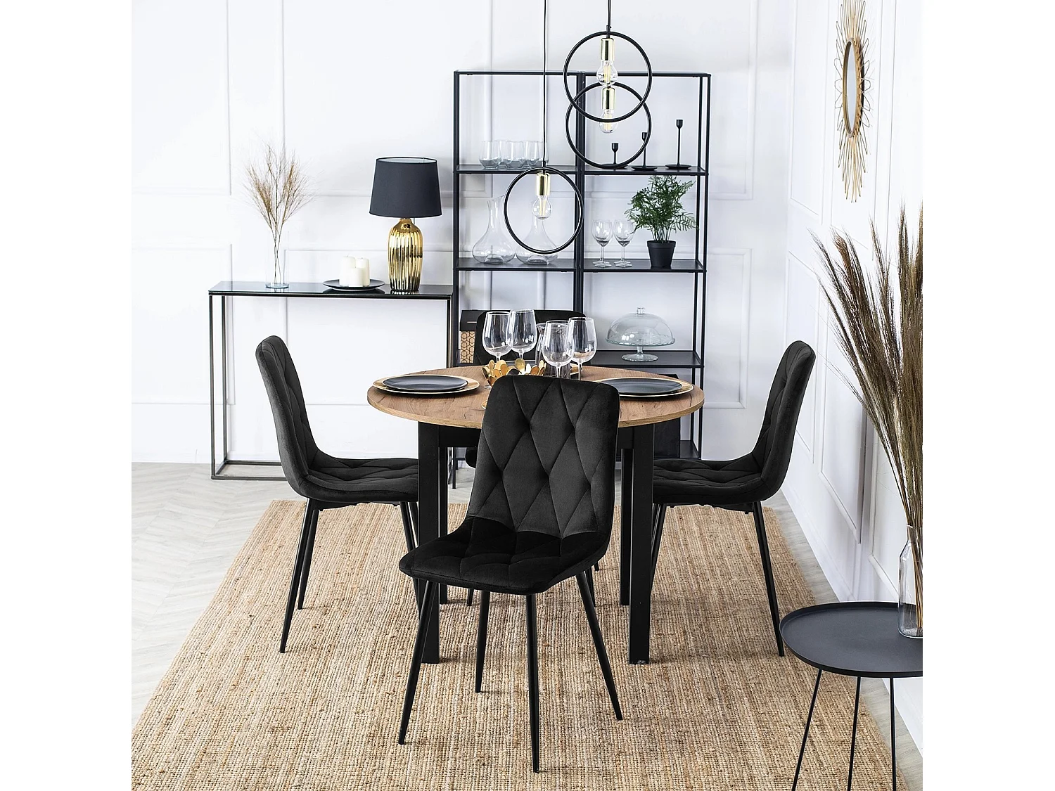 Chaise de salle à manger ROBIN Velours noir