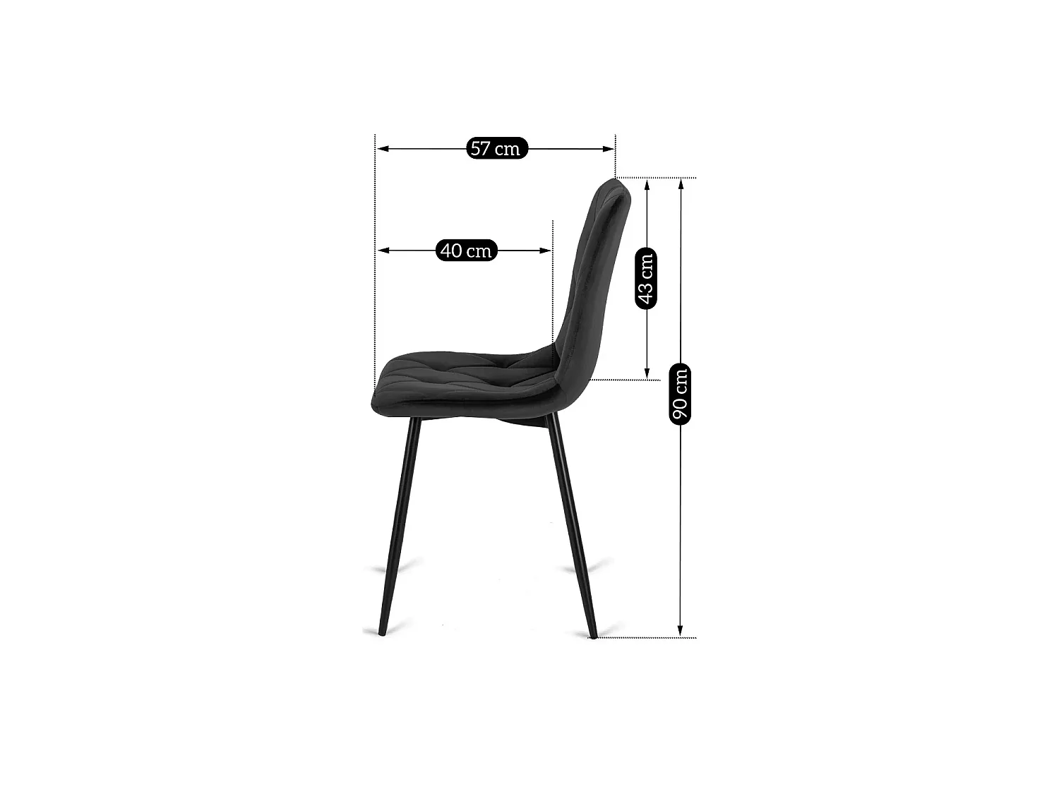 Chaise de salle à manger ROBIN Velours noir