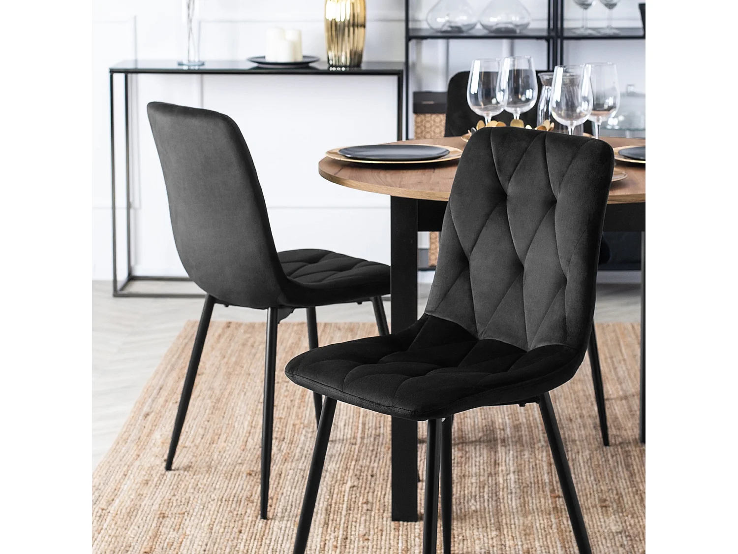 Chaise de salle à manger ROBIN Velours noir