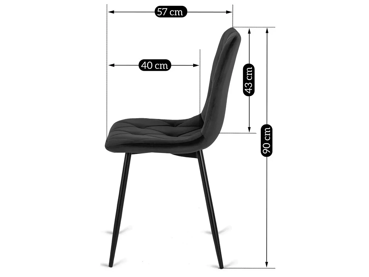 Chaise de salle à manger ROBIN Velours noir