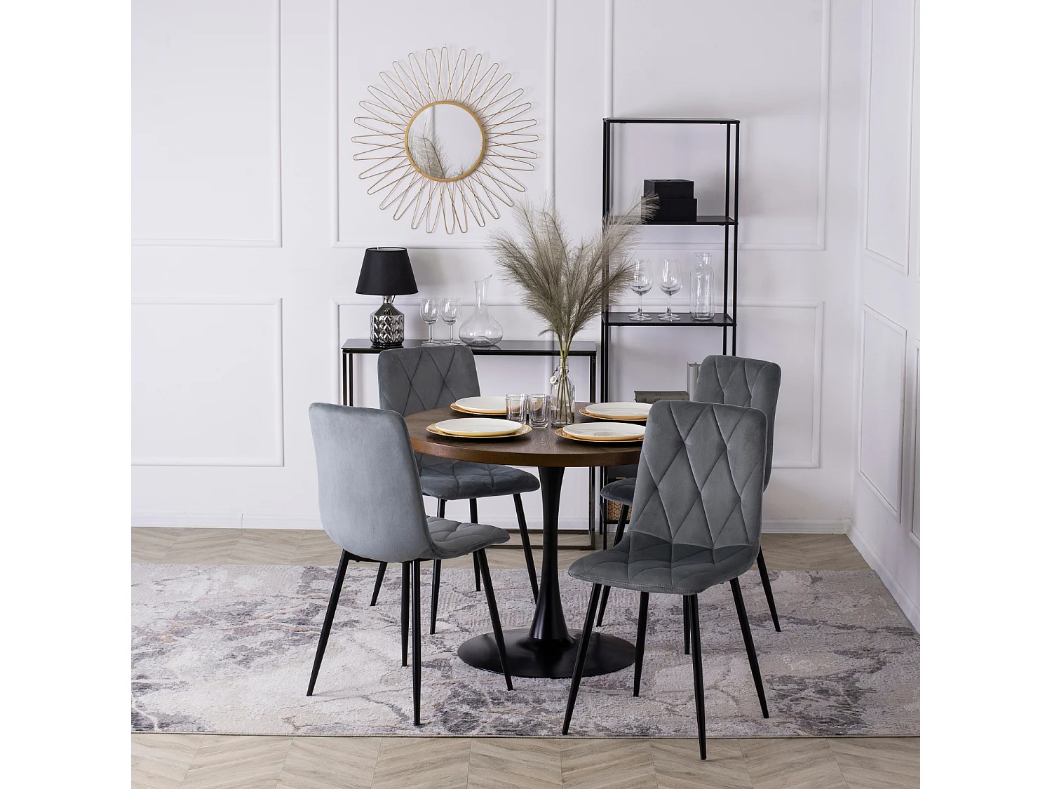 Dining Chair ROBIN Grey Velour