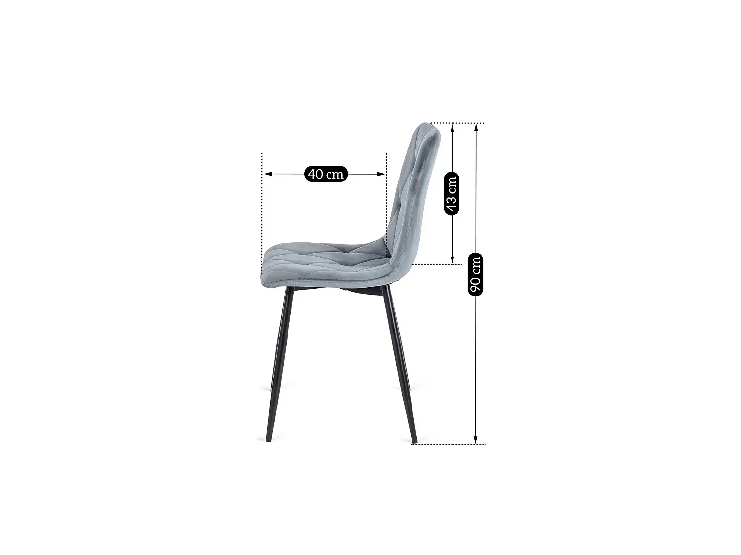 Dining Chair ROBIN Grey Velour