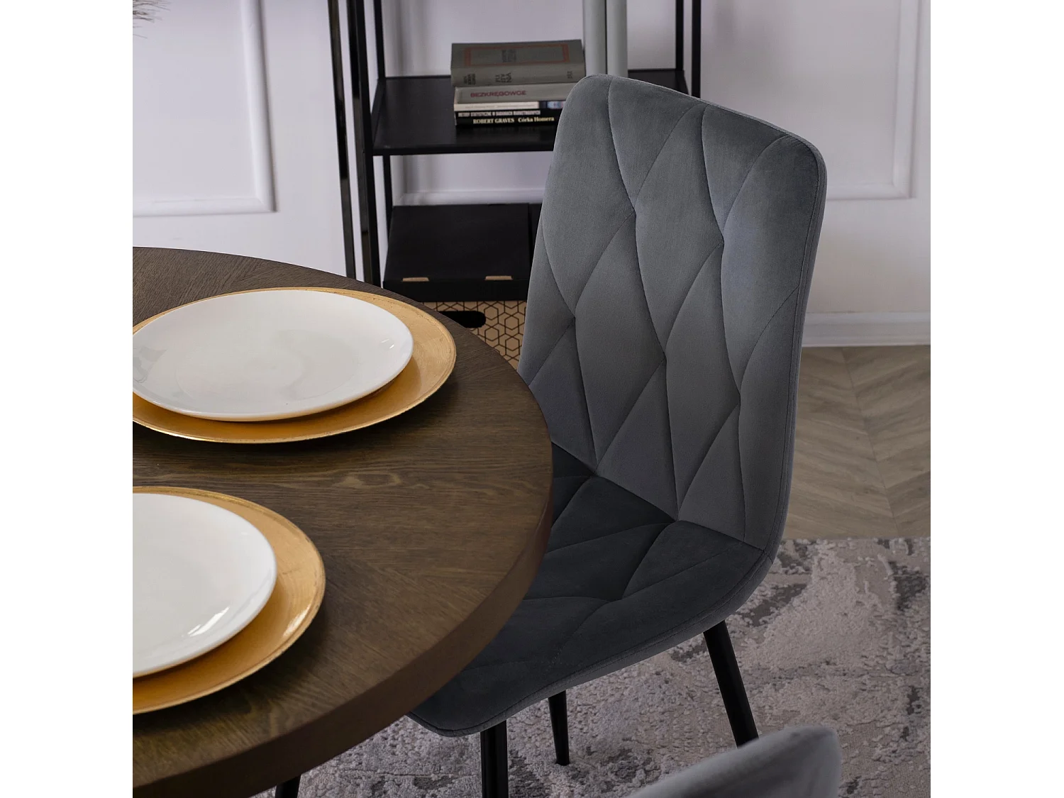 Dining Chair ROBIN Grey Velour