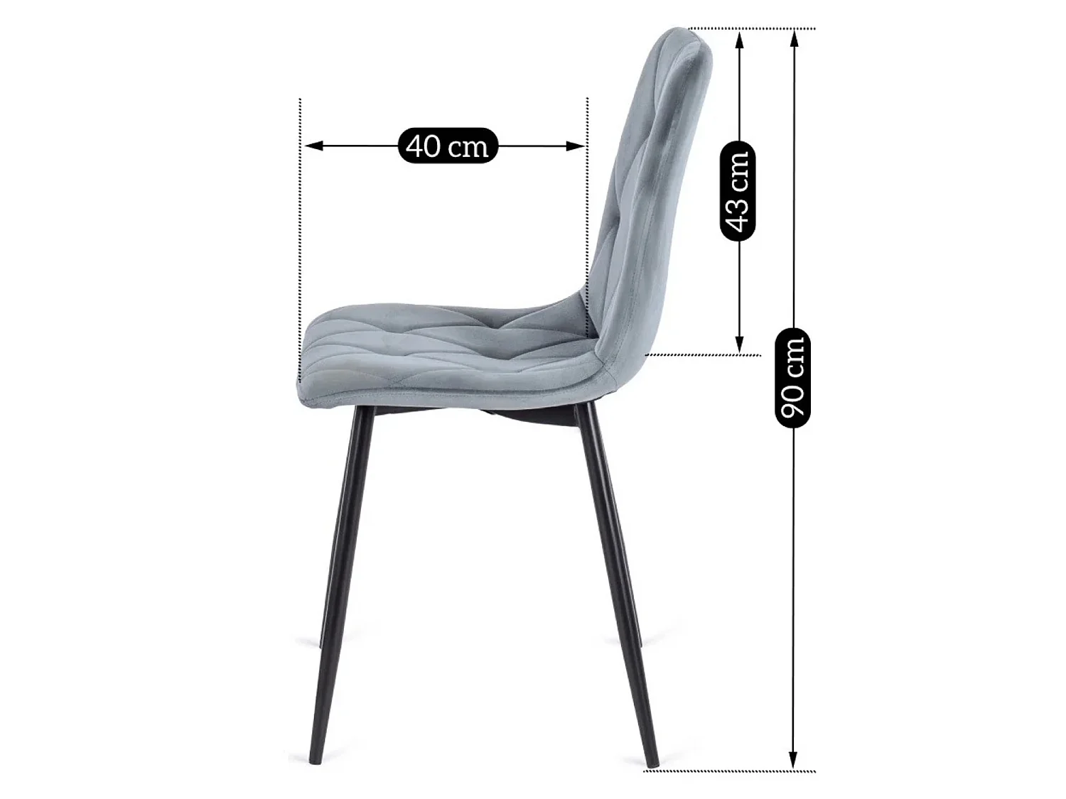 Dining Chair ROBIN Grey Velour
