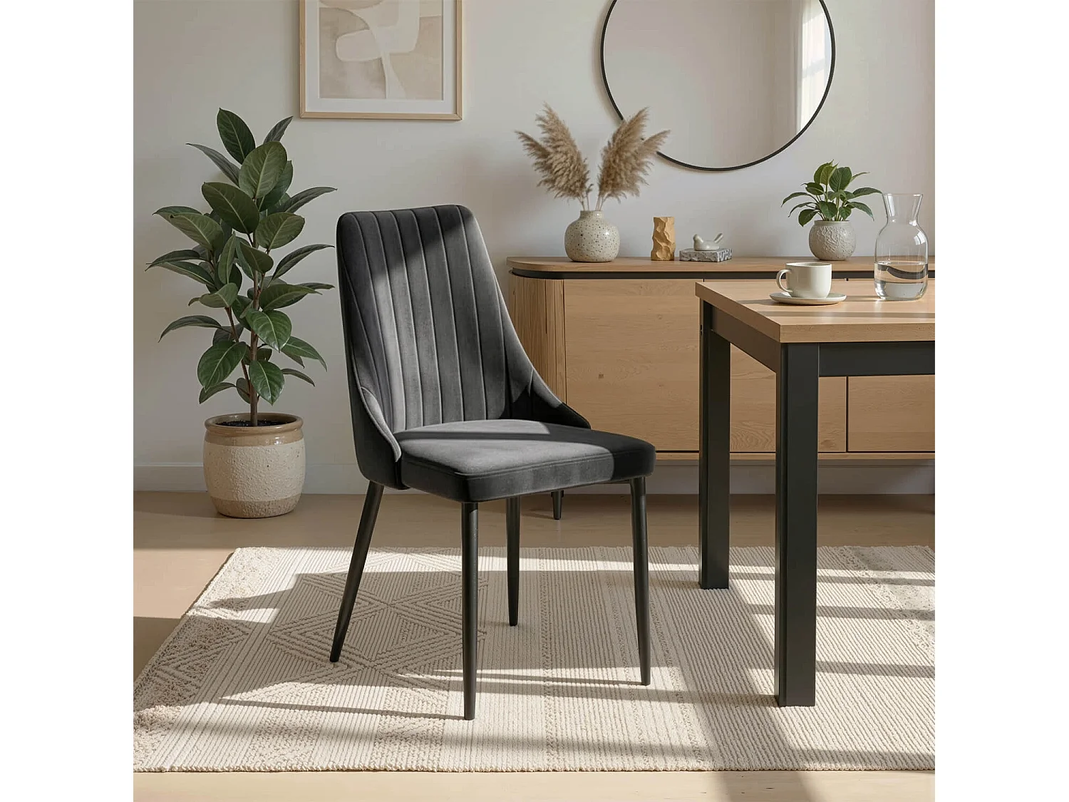 Chaise BARI Velours Noir