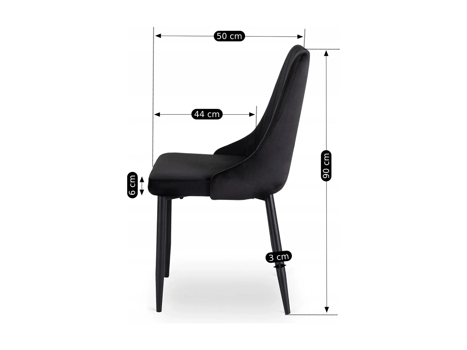 Chaise BARI Velours Noir