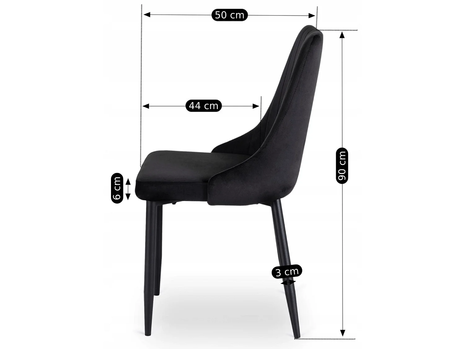 BARI Dining Chair Black Velour