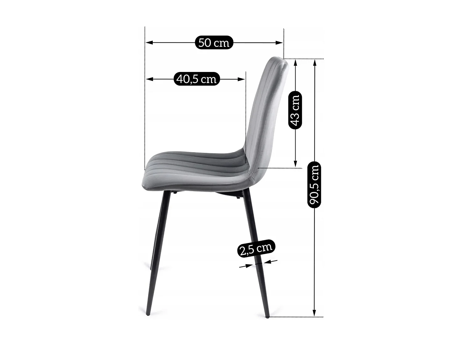 Chaise IBIS Grise en Velours