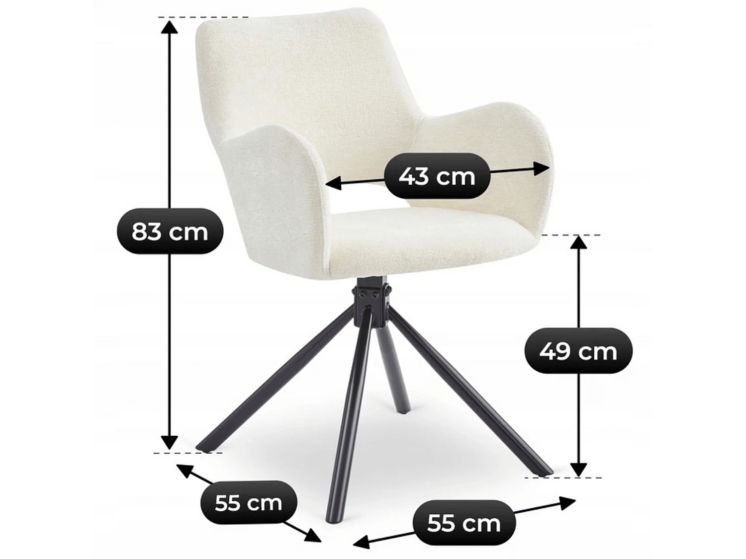 Swivel Dining Chair FLAV Cream
