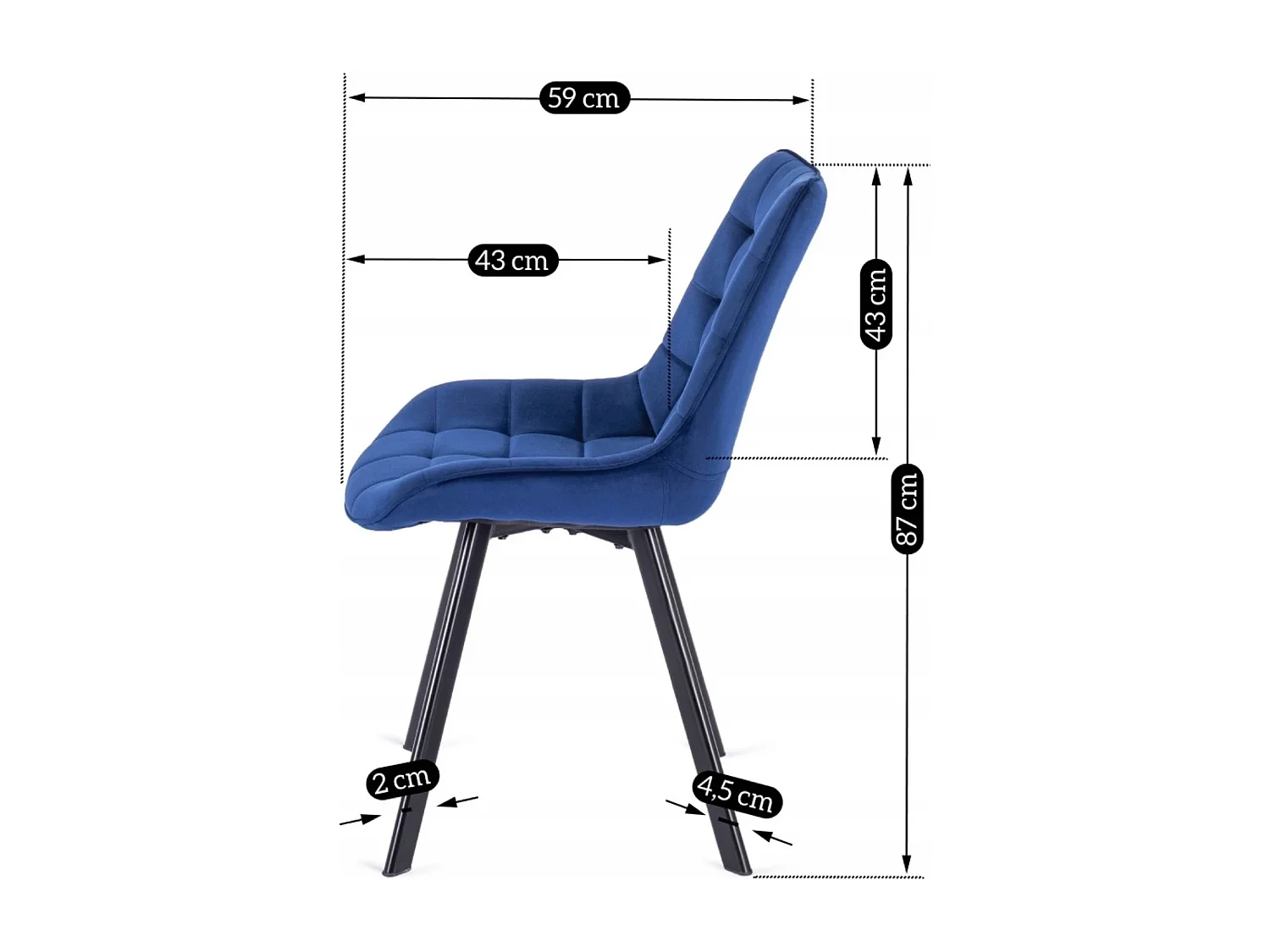 Chaise RICK Velours Bleu Marine