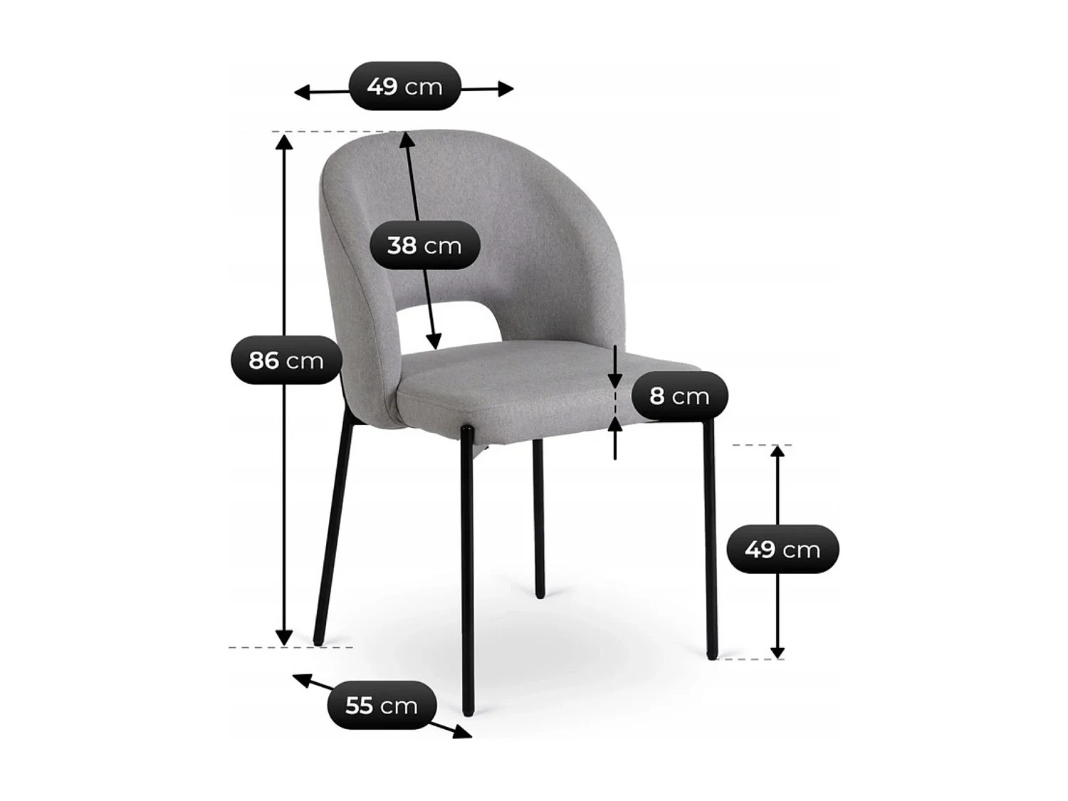 Chaise BROS Gris/Noir