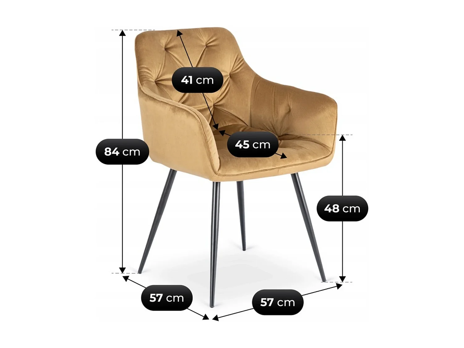 Chaise MODESTO Velours Moutarde