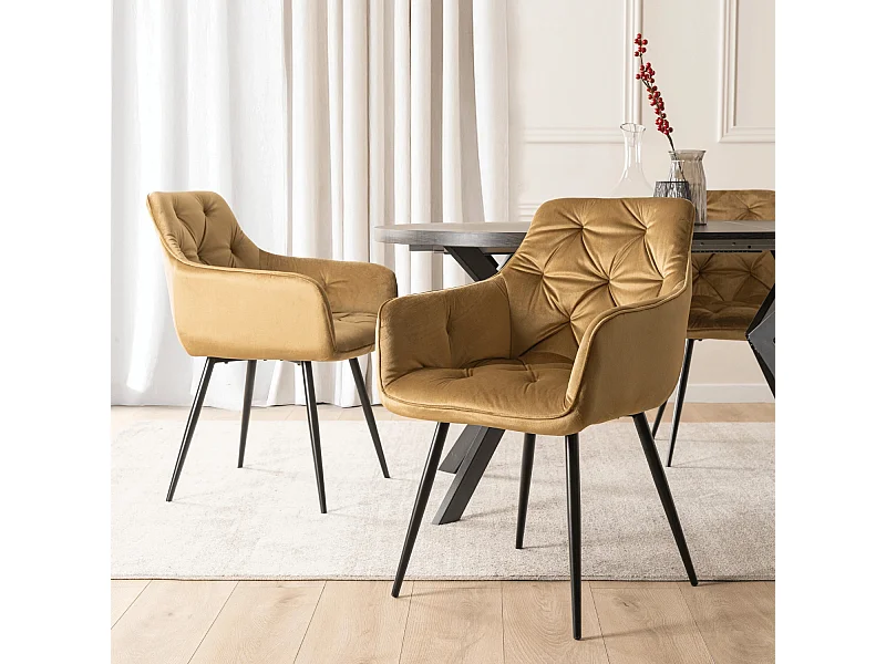 Chaise MODESTO Velours Moutarde