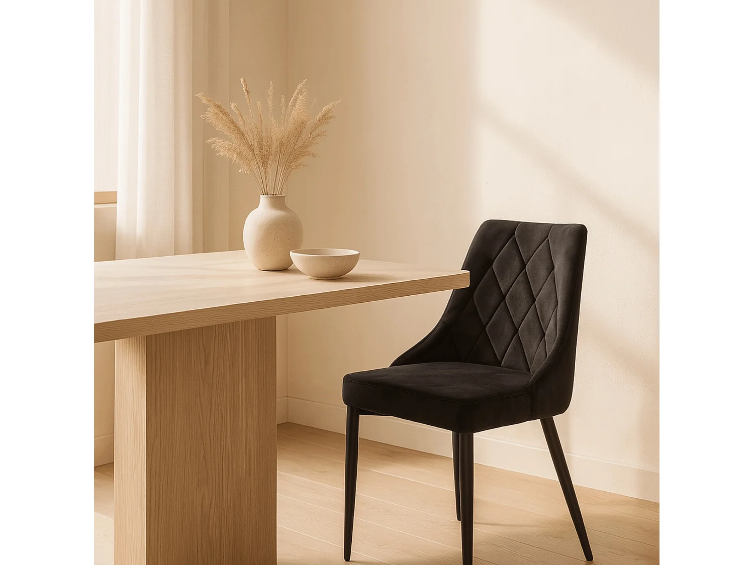 Chaise CORK Noire en Velours