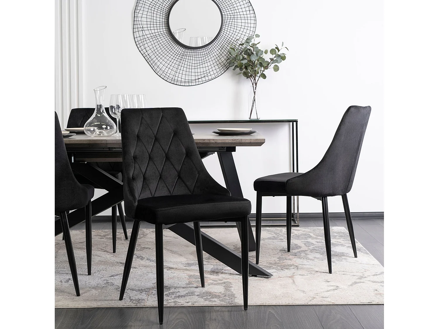 CORK Dining Chair Black Velour