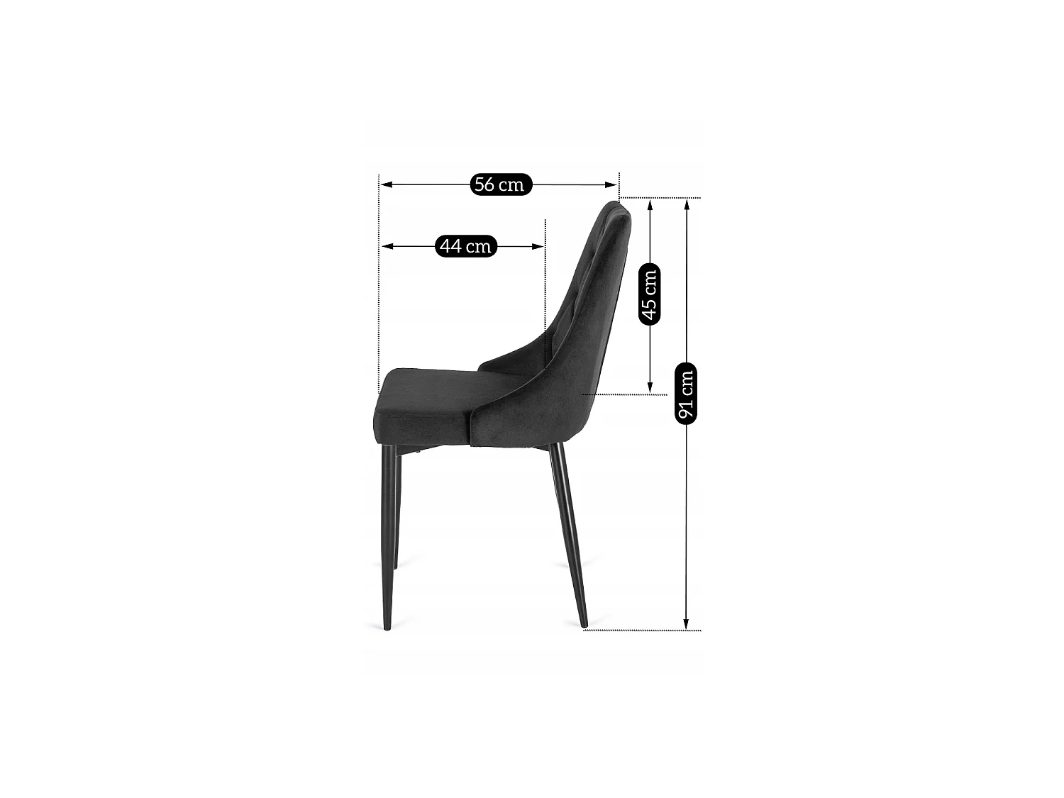 CORK Dining Chair Black Velour