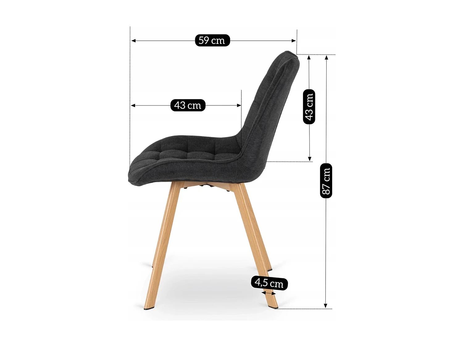 Chaise KATHY Noire Rembourrée