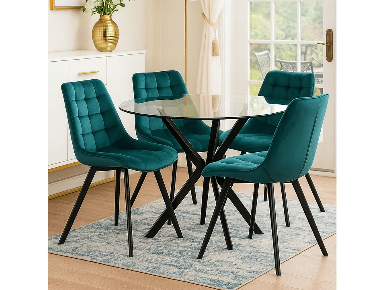 Chaise RICK Velours Turquoise