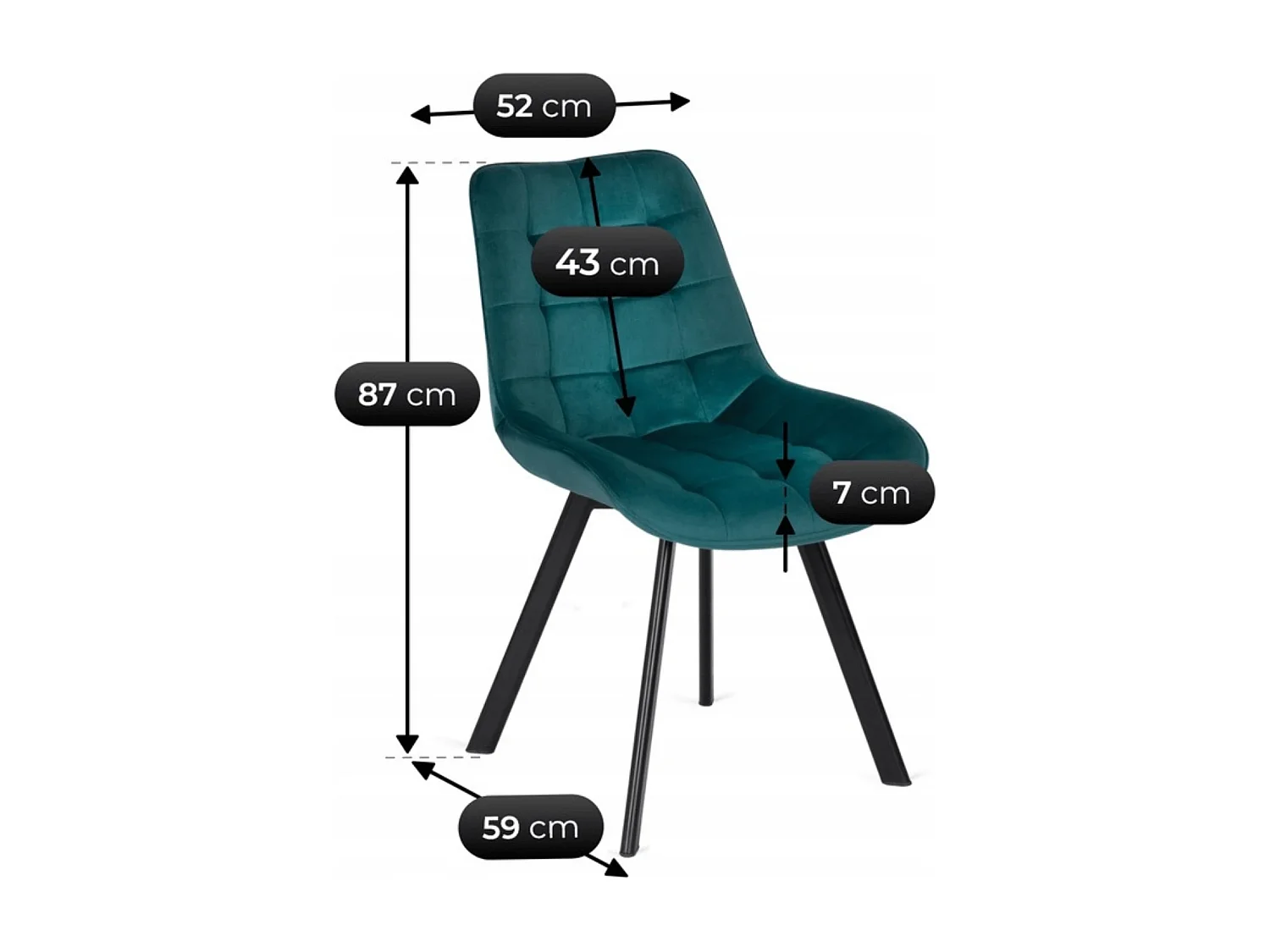 Chaise RICK Velours Turquoise
